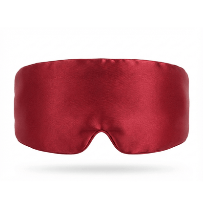 Premium Mulberry Silk Sleep Mask for Side Sleepers in a luxurious red color for ultimate comfort and blackout.